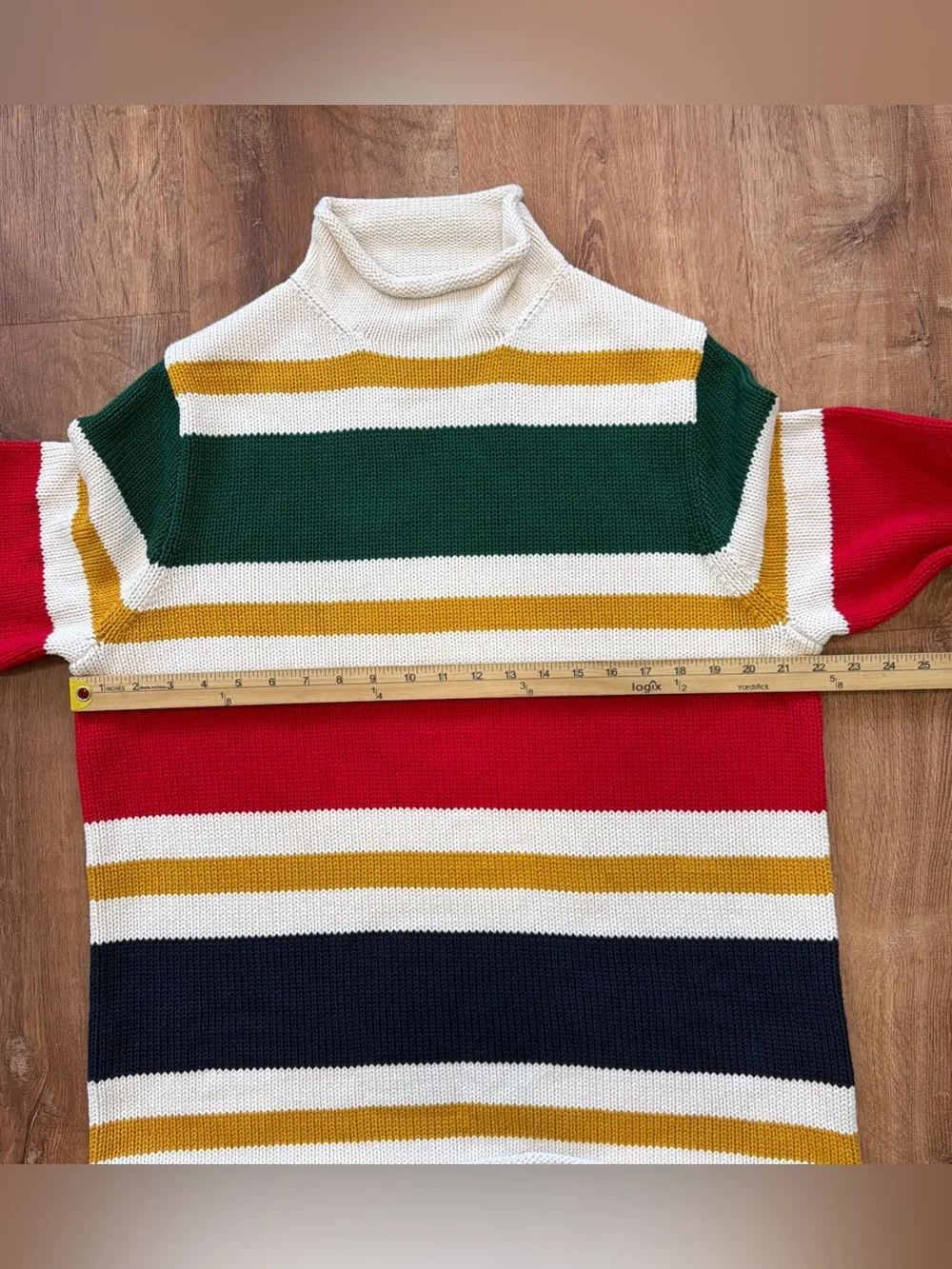 J. Crew Striped Turtleneck Sweater in Green, Red, Navy, Mustard, Cream